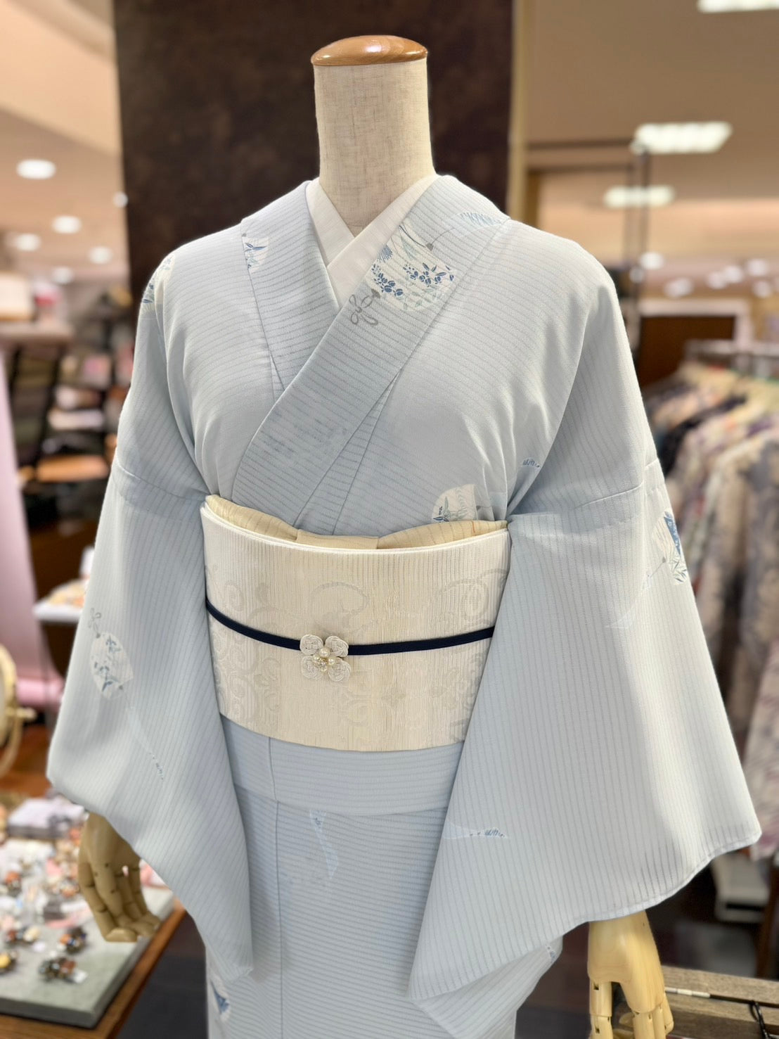 東レシルック洗える夏絽の三部式きもの(夏衿・襦袢袖付き)