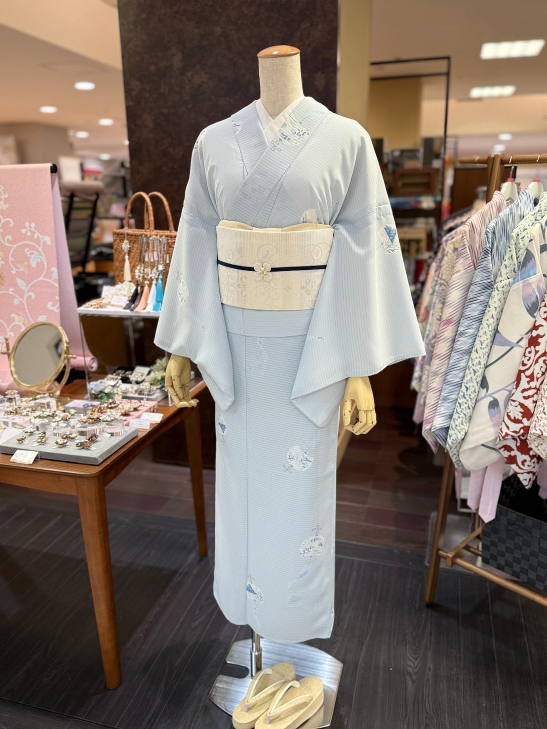 東レシルック洗える夏絽の三部式きもの(夏衿・襦袢袖付き)