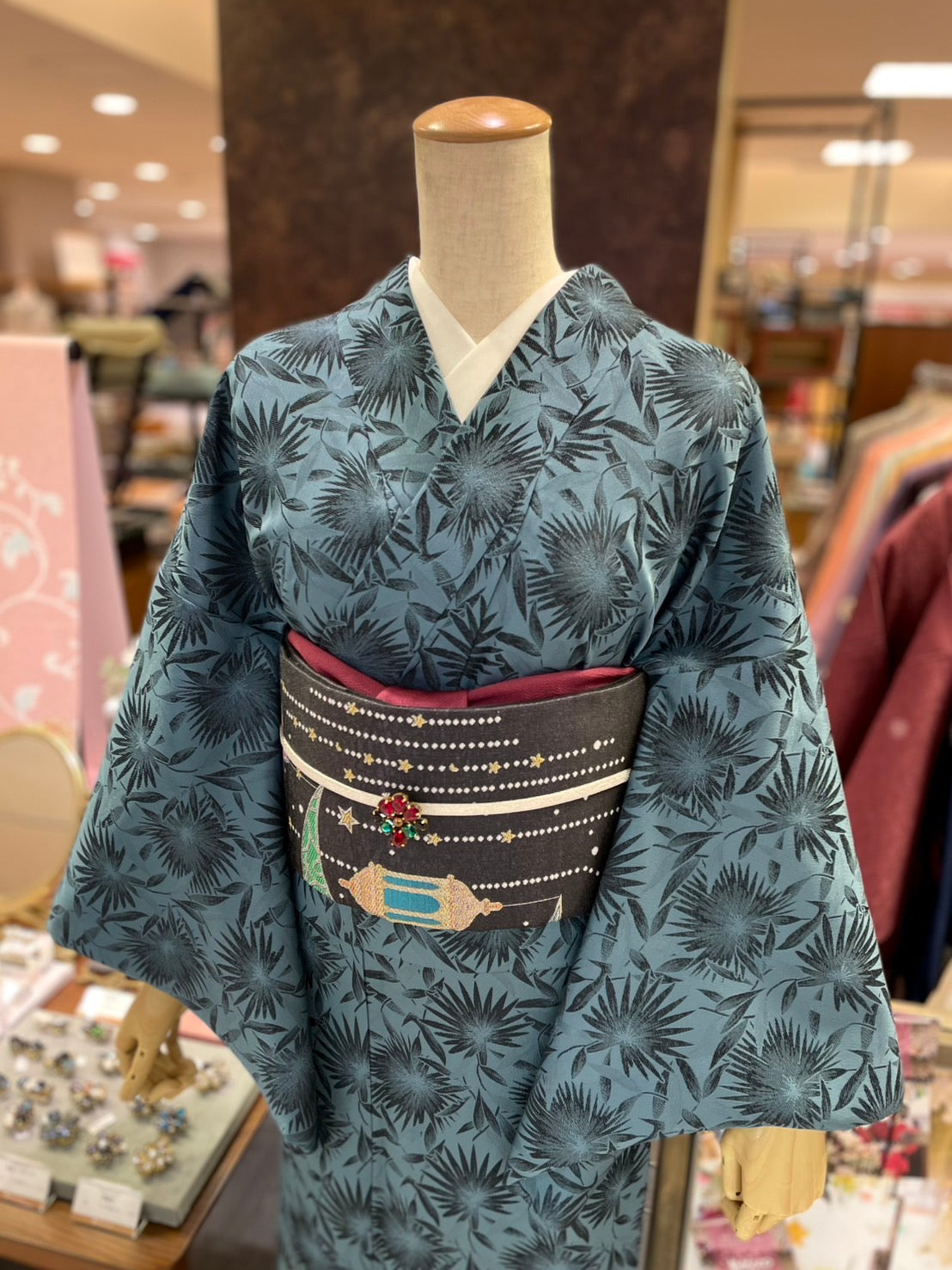 ☆dricco ドリッコジャガード3部式着物☆ 新品　着物のみ 三部式袷きもの ジャガード ブルー セット – driccoきもの