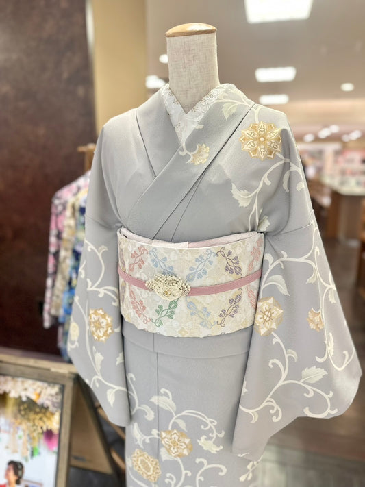 オリジナル訪問着 グレー
