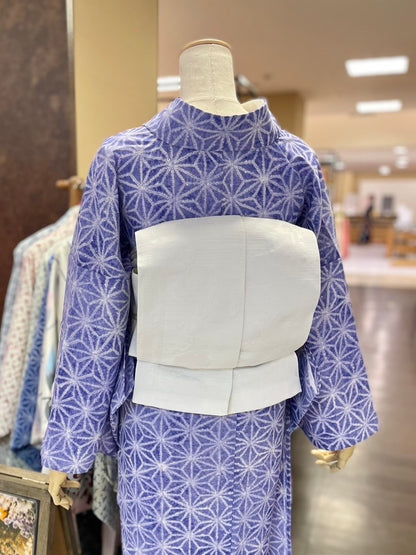 セオアルファ三部式ゆかた麻の葉（紫）S・Lサイズ（夏衿・襦袢袖付き）