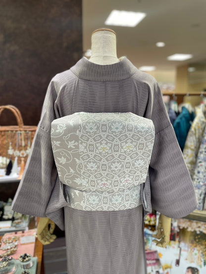 三部式単衣きもの グレー小紋 セット