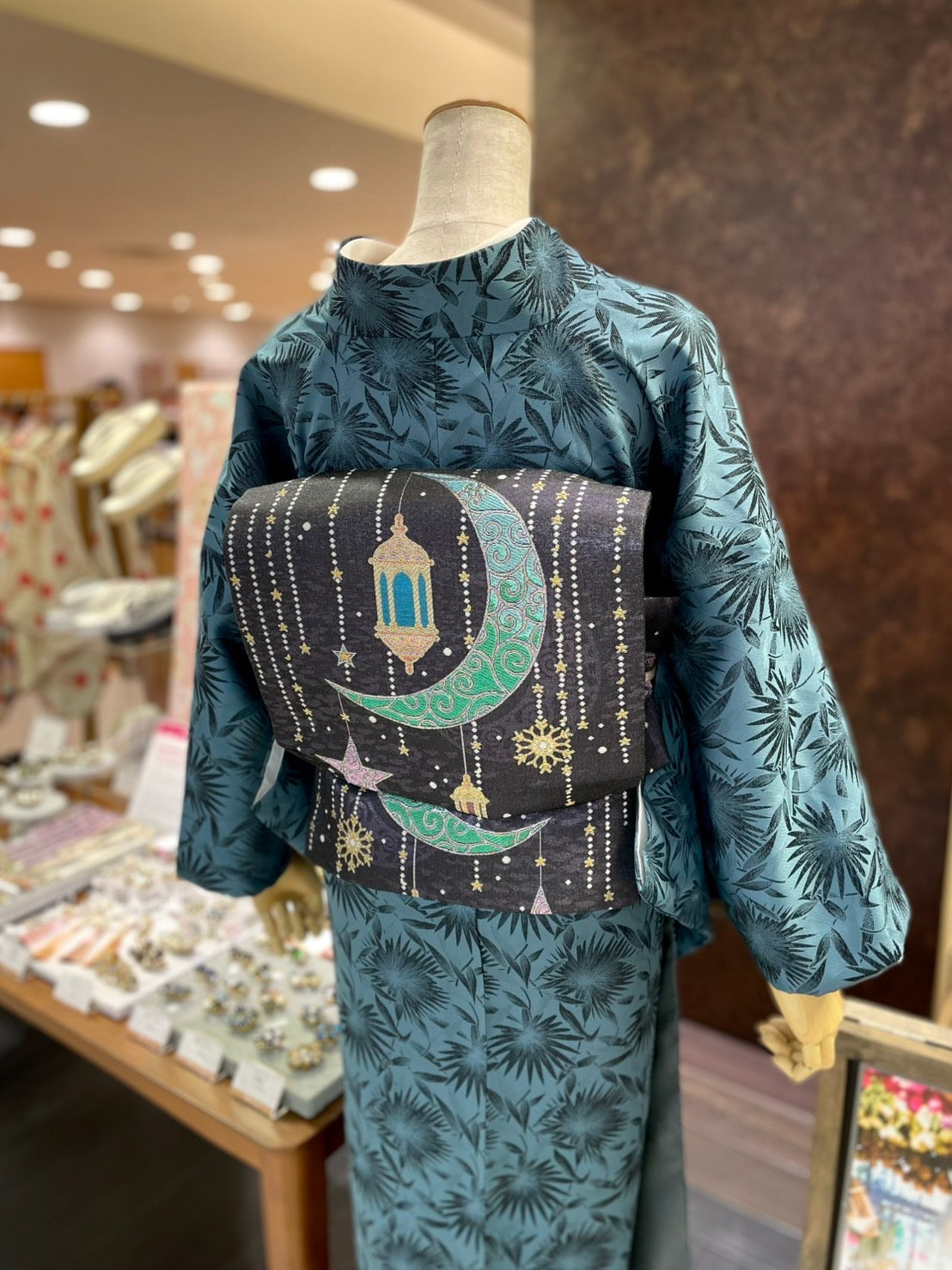 三部式袷きもの ジャガード ブルー（衿・襦袢袖付き） – driccoきもの