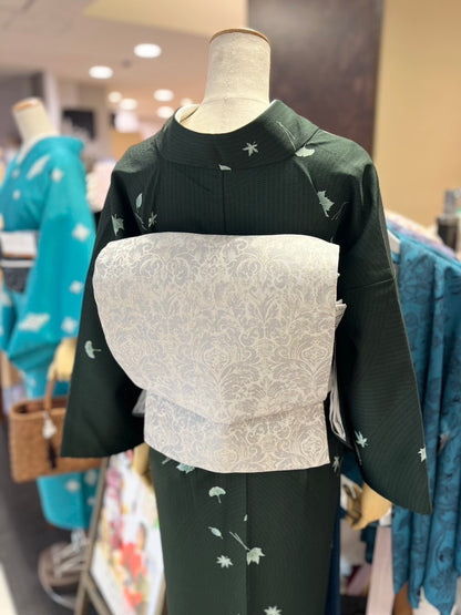 三部式袷きもの 東レグリーン小紋（衿・襦袢袖付き）