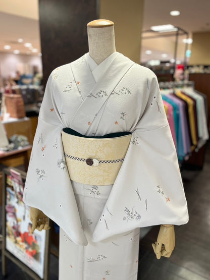 三部式袷きもの 東レグレー小紋（衿・襦袢袖付き）