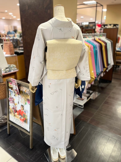 三部式袷きもの 東レグレー小紋（衿・襦袢袖付き）