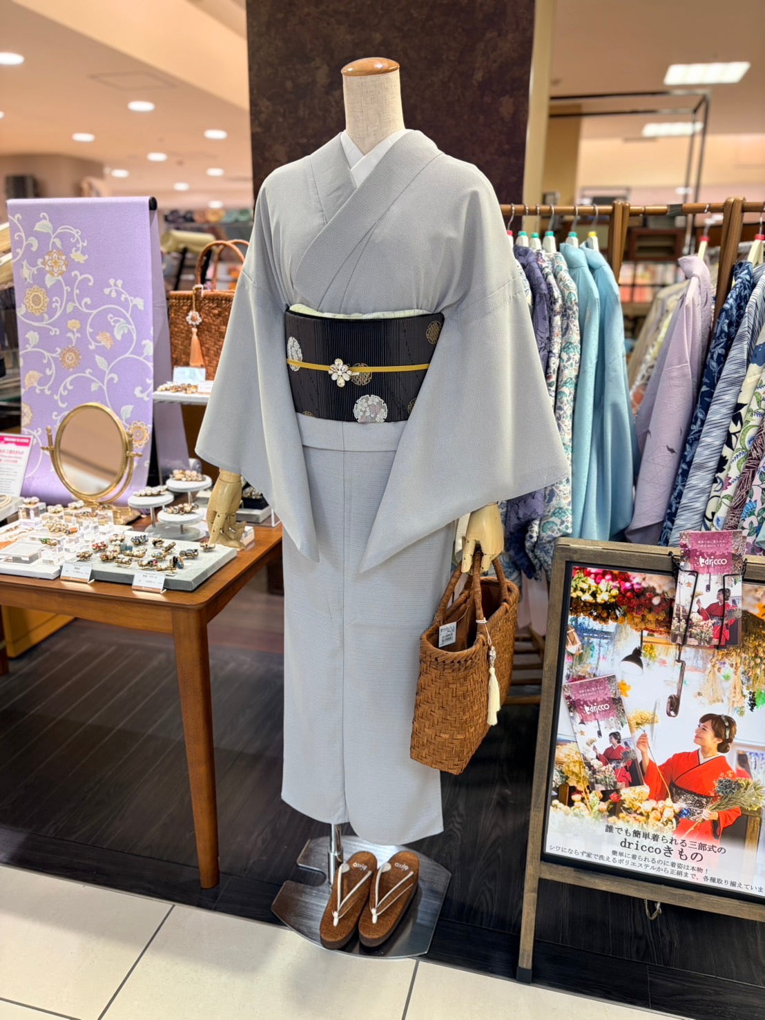 夏絽 三部式着物 鮫小紋 Sサイズ