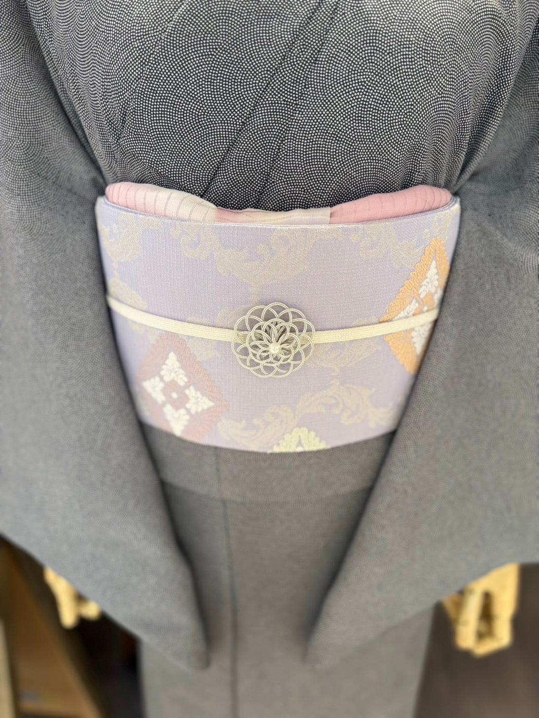夏絽 三部式着物 鮫小紋 Mサイズ