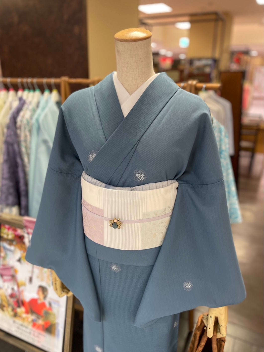 夏絽 三部式着物 飛び柄小紋（絽ちりめん）Lサイズ
